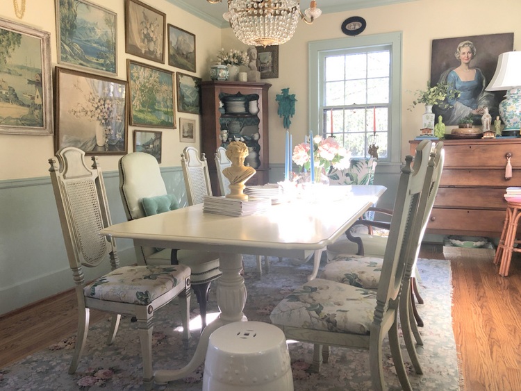 choosing difficult paint colors - yellow historic dining room by Kristie Barnett