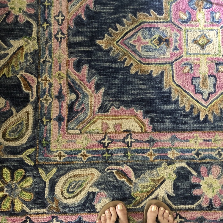 blue and pink rug