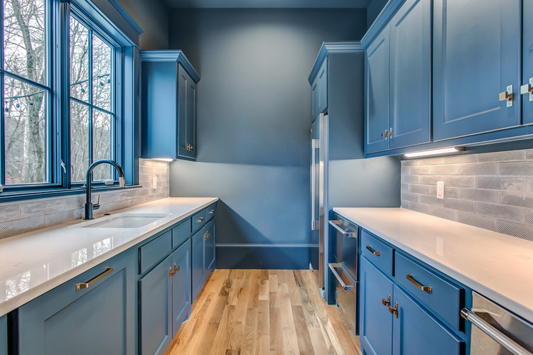 prep kitchen + blue color design by The Decorologist