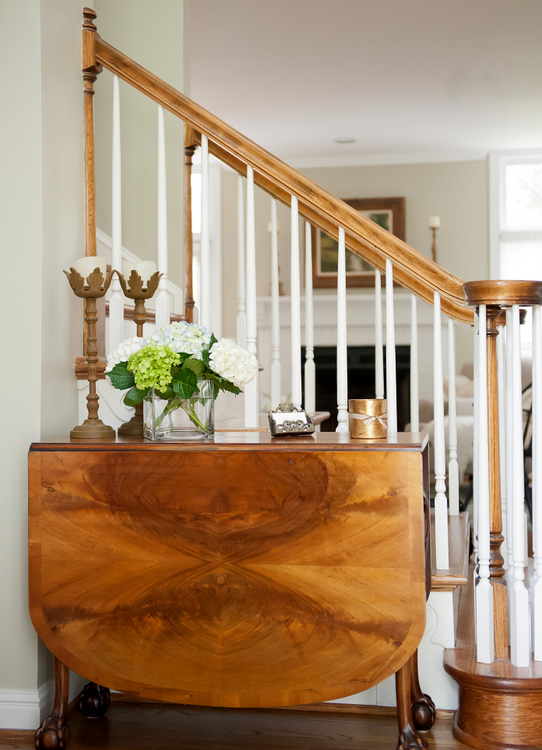 burled wood dropleaf table