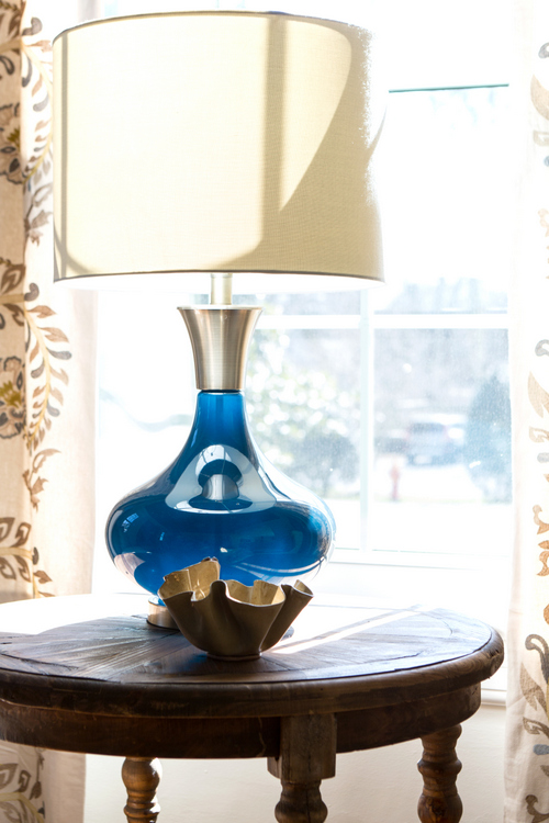 blue glass lamp