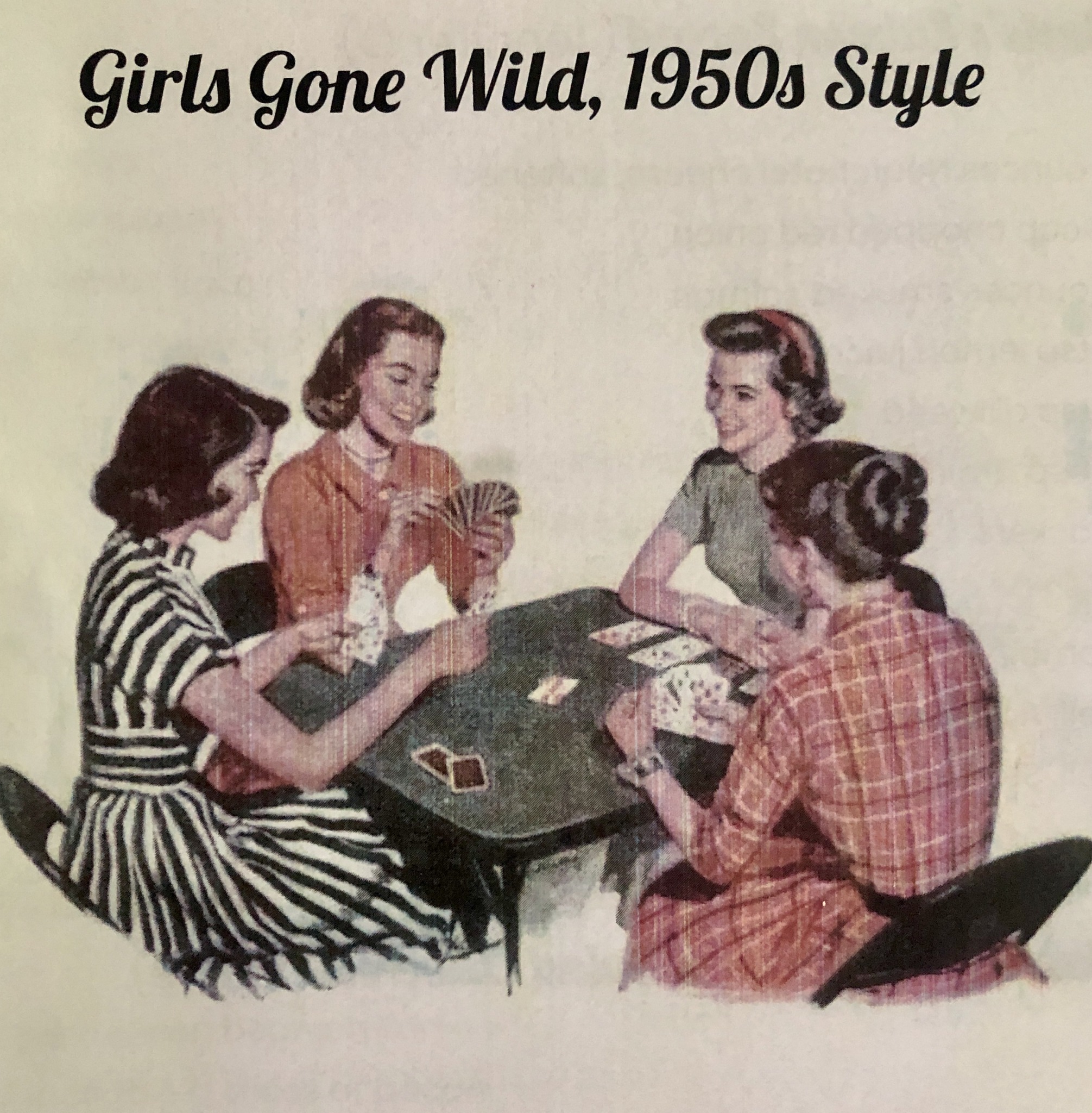 1950s retro card playing image
