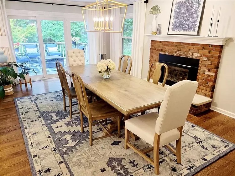 dining room with fireplace