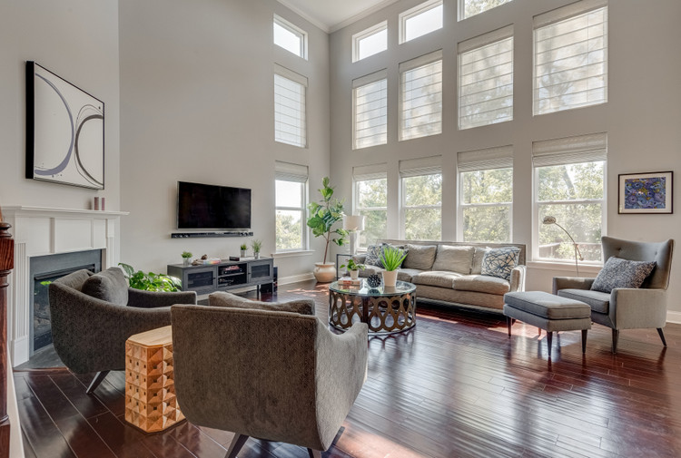 living room staged by the decorologist