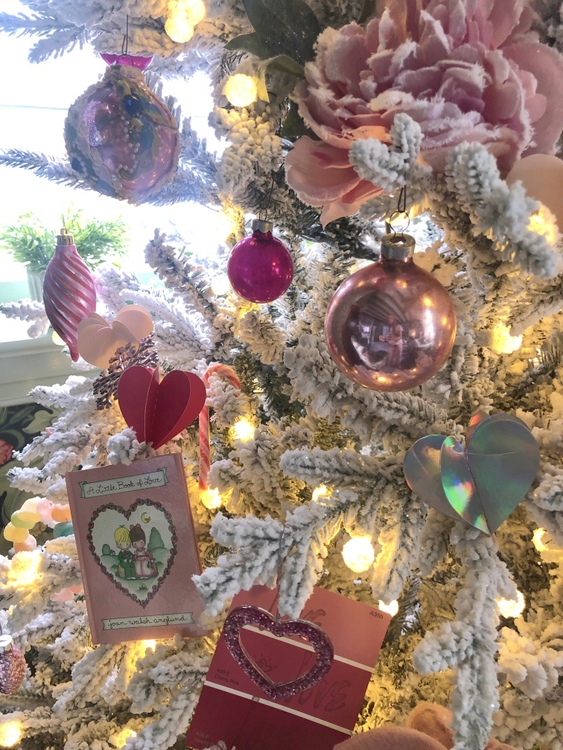 pink valentines tree ornaments