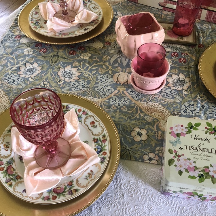 pink and green table setting