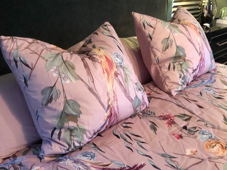 pink bird bedding