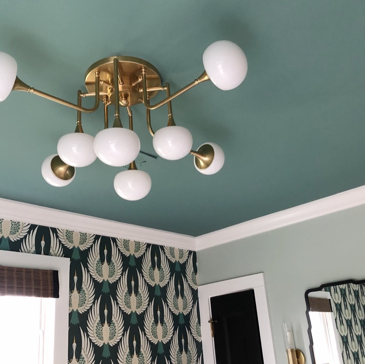 art deco ceiling light and green ceiling