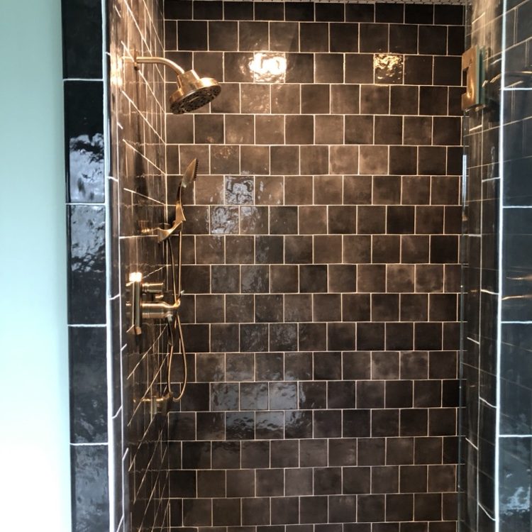 black shower tile