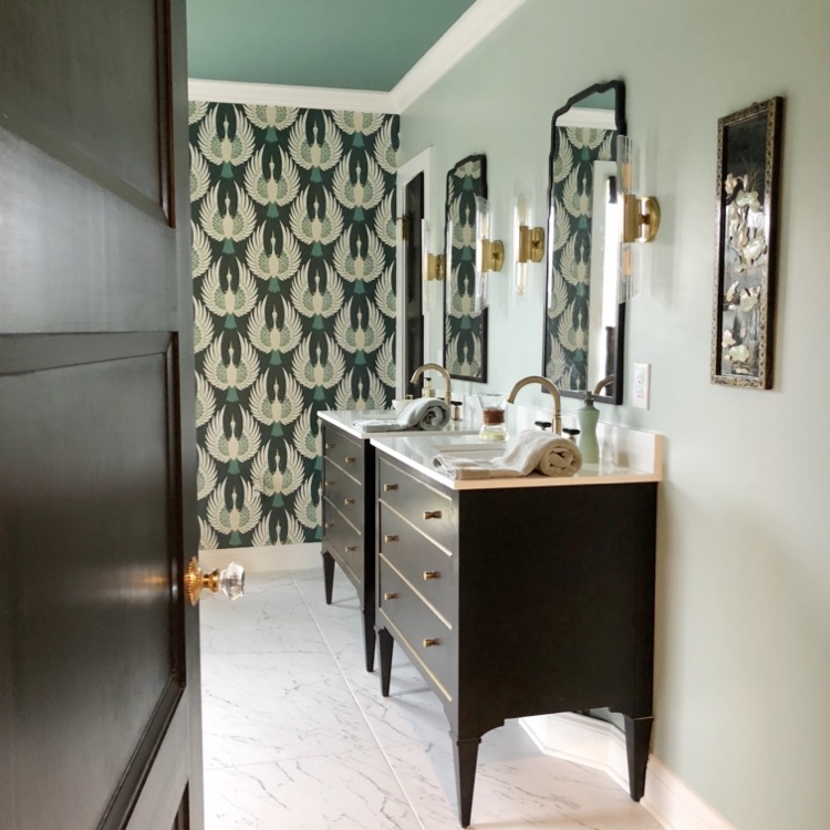 Grand Millennial bathroom design by The Decorologist