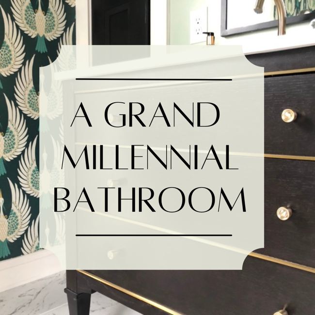 A Grand Millennial Bathroom in the Dining Room? Makes Sense to Me!